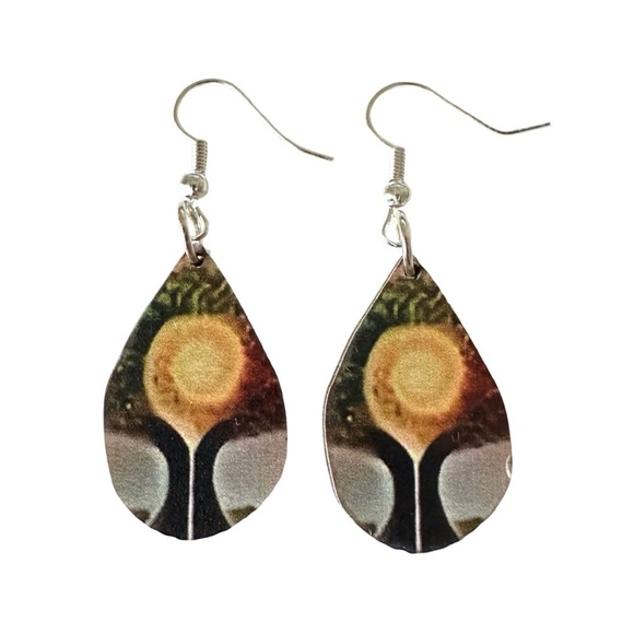 ⭐️ 5 for $25 Bohemian Wood Abstract Teardrop Hoop Fashion Earrings - Picture 2 of 7